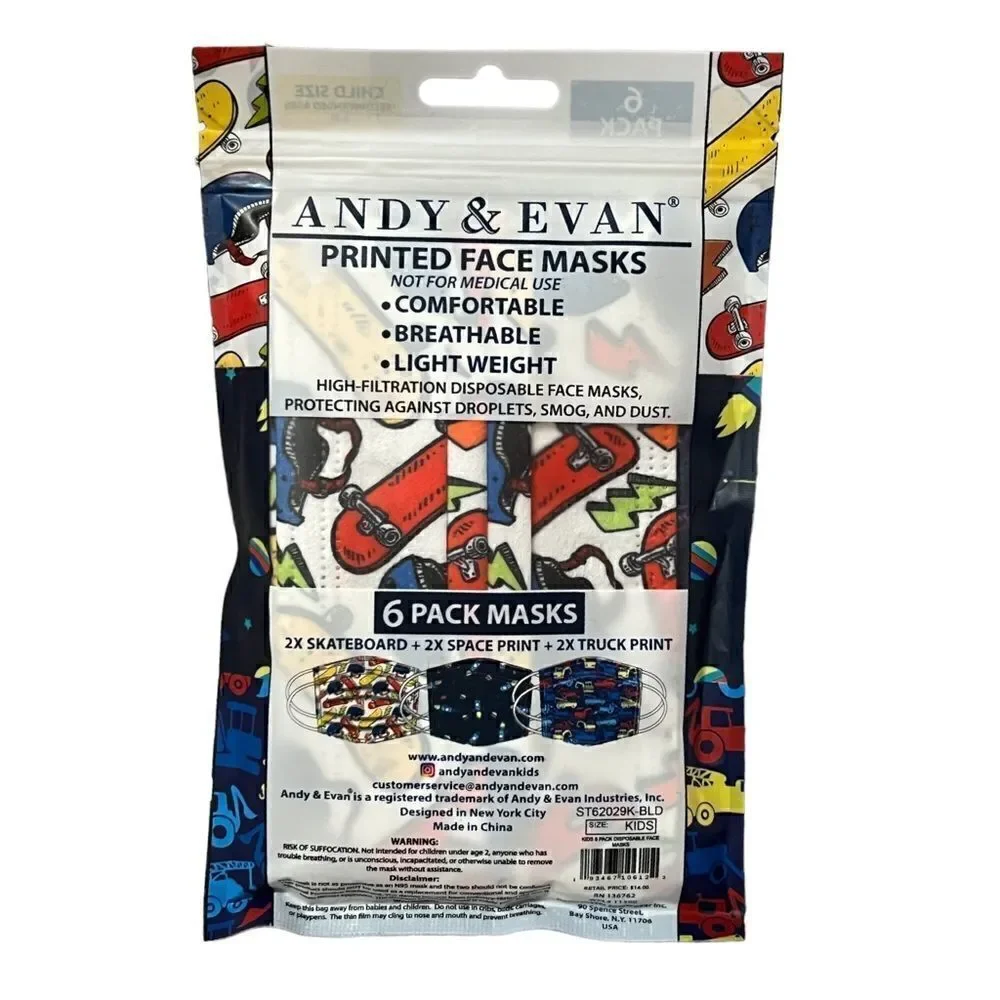 Andy & Evan 6 Pack Base Layer Fashion Masks for Kids New